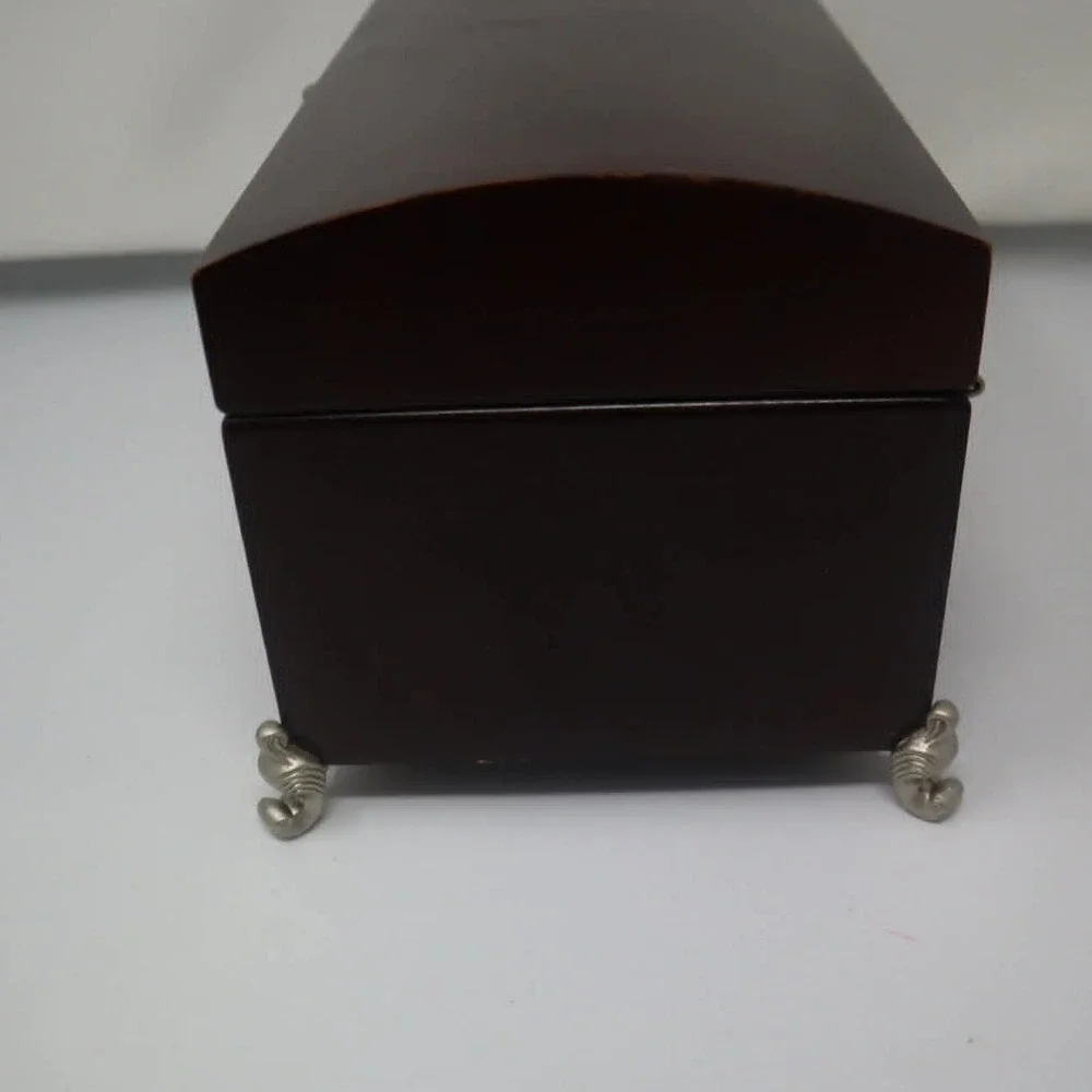 Dark Walnut Jewelry Box Kmart Wood Domed Mirror Scroll Feet Organizer Classic